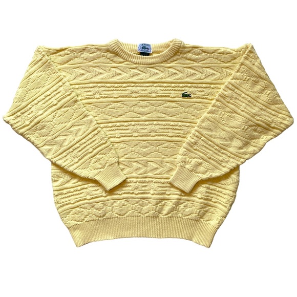 Lacoste Sweaters - VTG 80s Izod Lacoste Yellow Patterned Knit Sweater 🍌